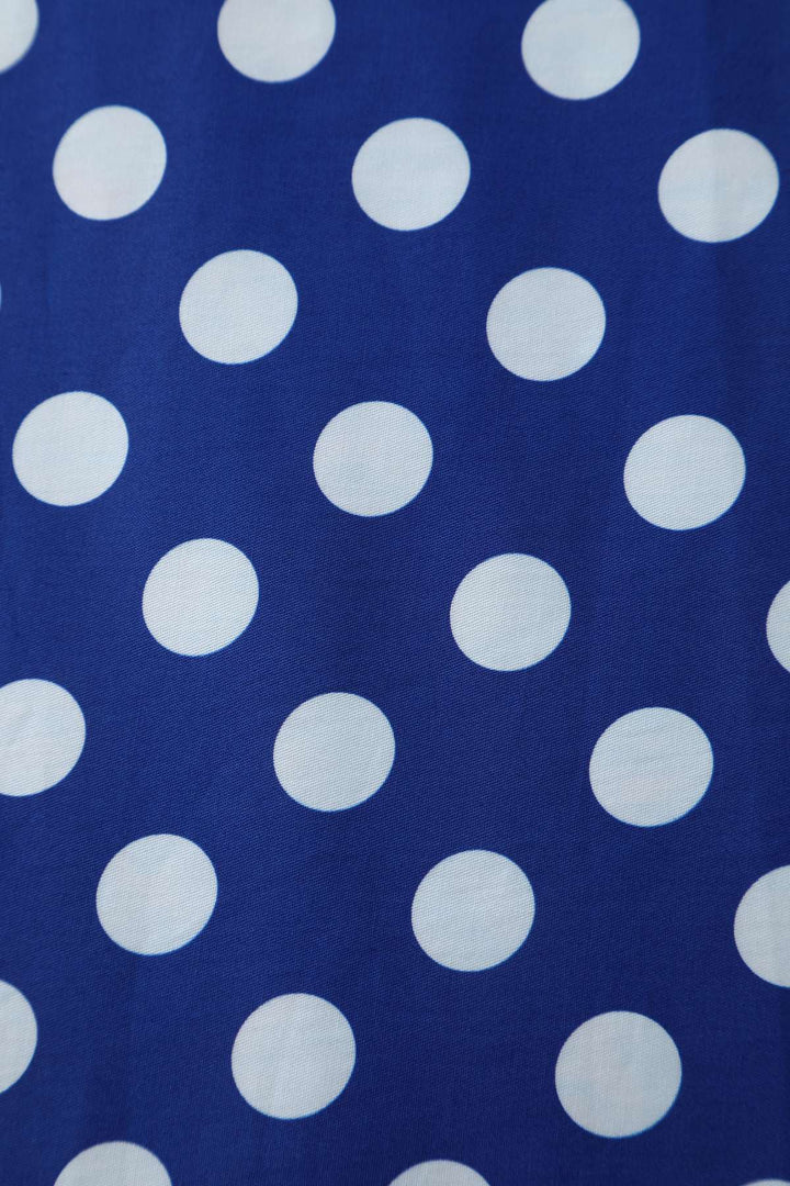 Print of Daisy Dark Blue & White Polka Dot Dress | 50s Style Dress