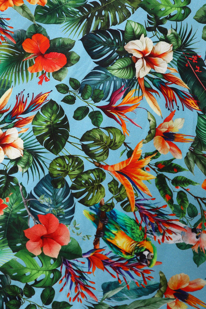 Print of Daisy Tropical Parrot Halterneck Dress