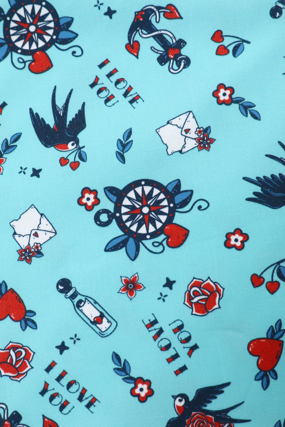 Print of Daisy Vintage Nautical Tattoo Halterneck Dress