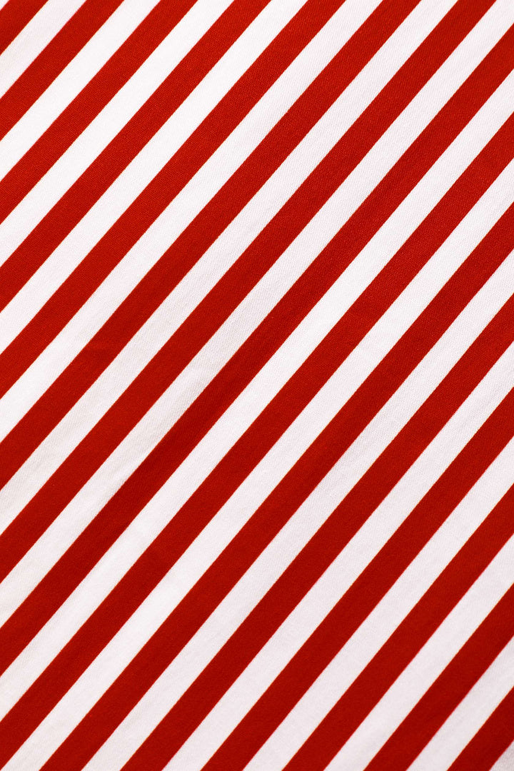 Stripe print of Mabel Red & Off-white Bengal Stripes Dress | Vintage Shirt Dress