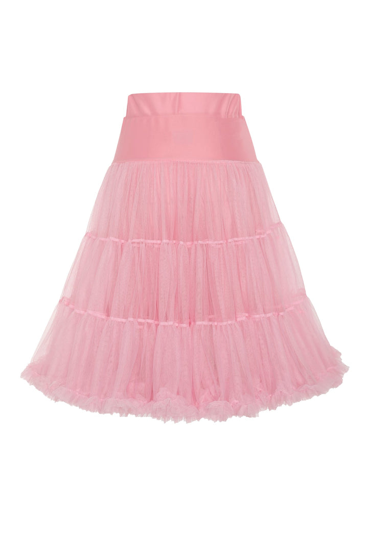 The back of Hattie Pastel Pink 3-Tier Net Petticoat, 25.5 Inches