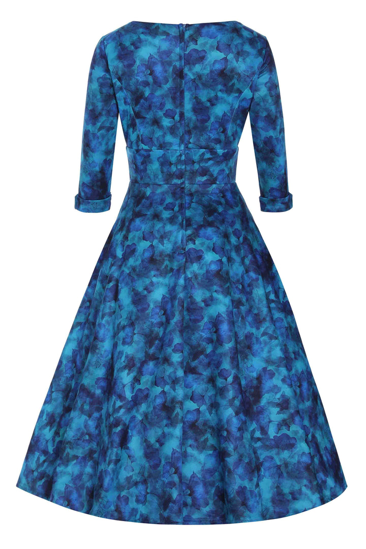 The back of Scarlette Blue Watercolour Floral Midi Dress