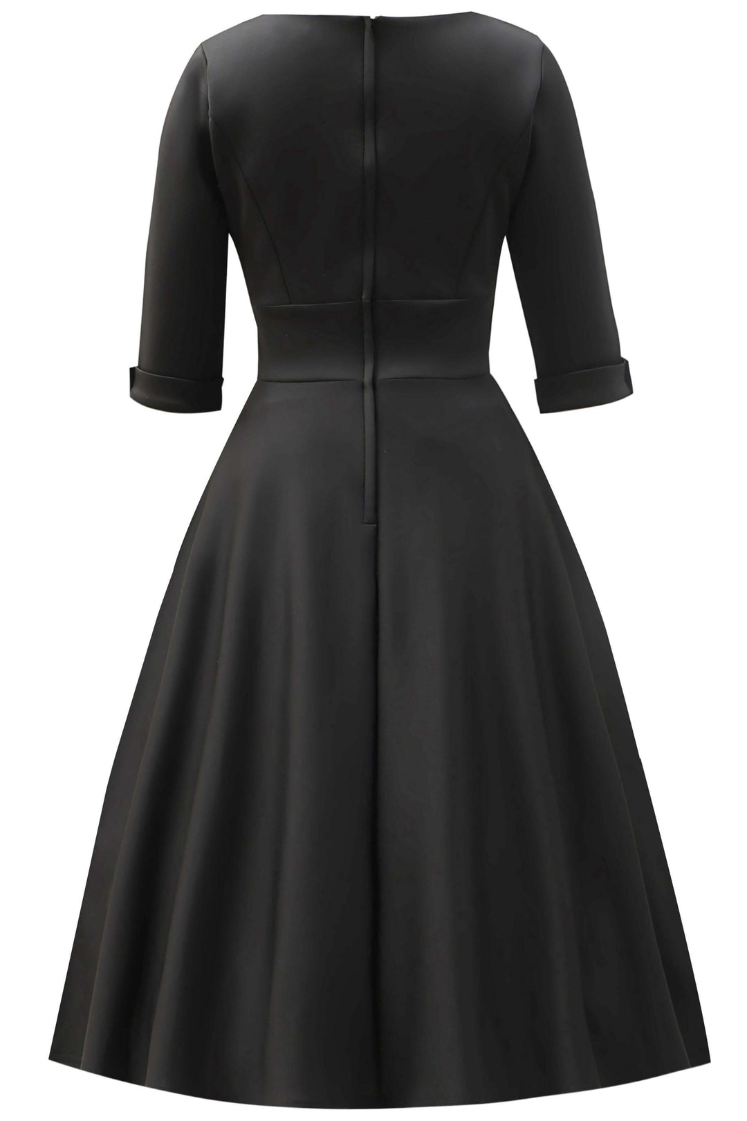 The back of a Scarlette Black Long Sleeve Midi Dress