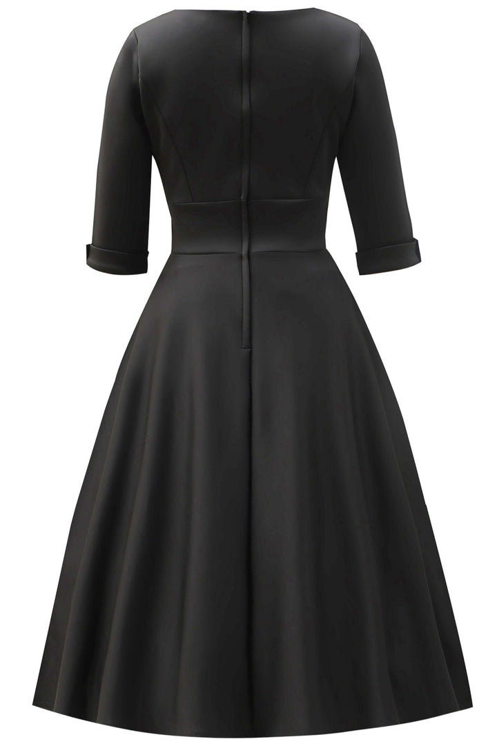 The back of a Scarlette Black Long Sleeve Midi Dress