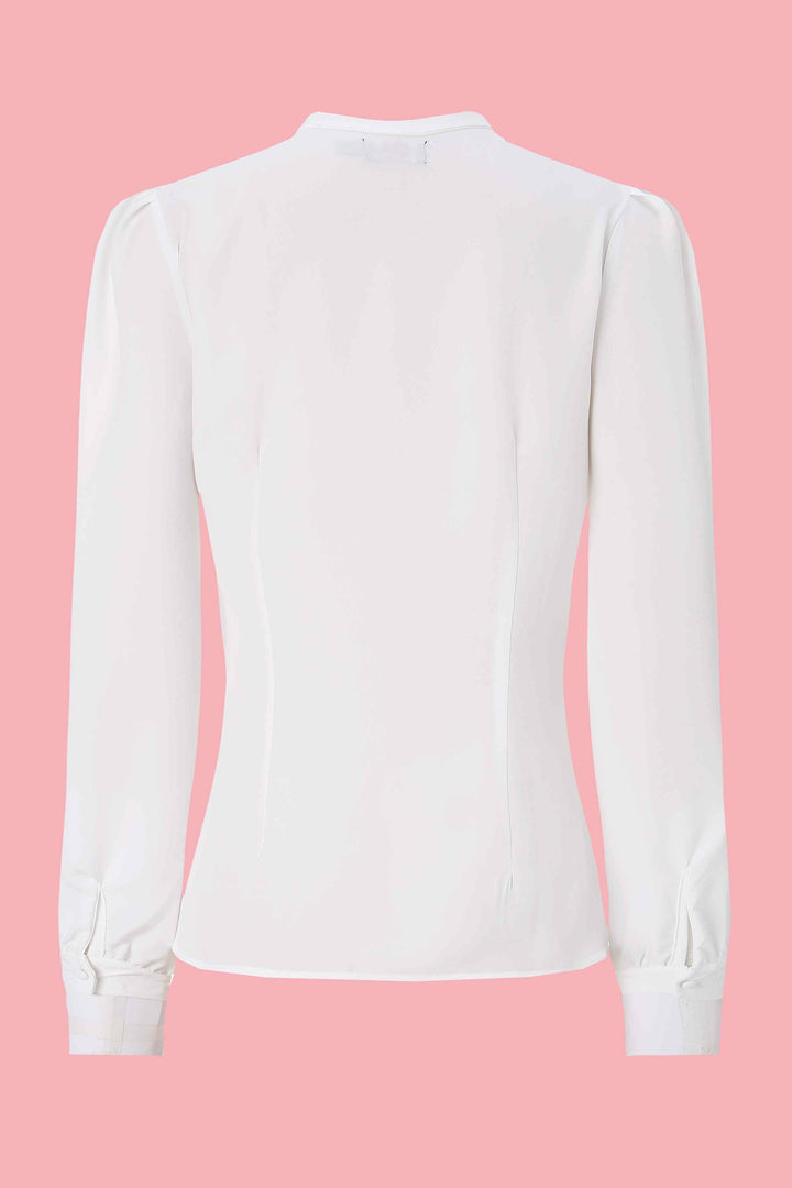 The back view of Margaret Off White Blouse