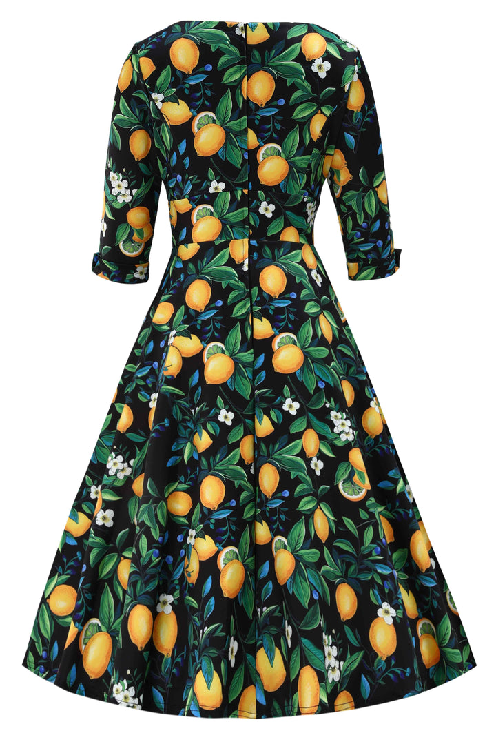 The back view of Scarlette Lemons on Dark Blue Dress