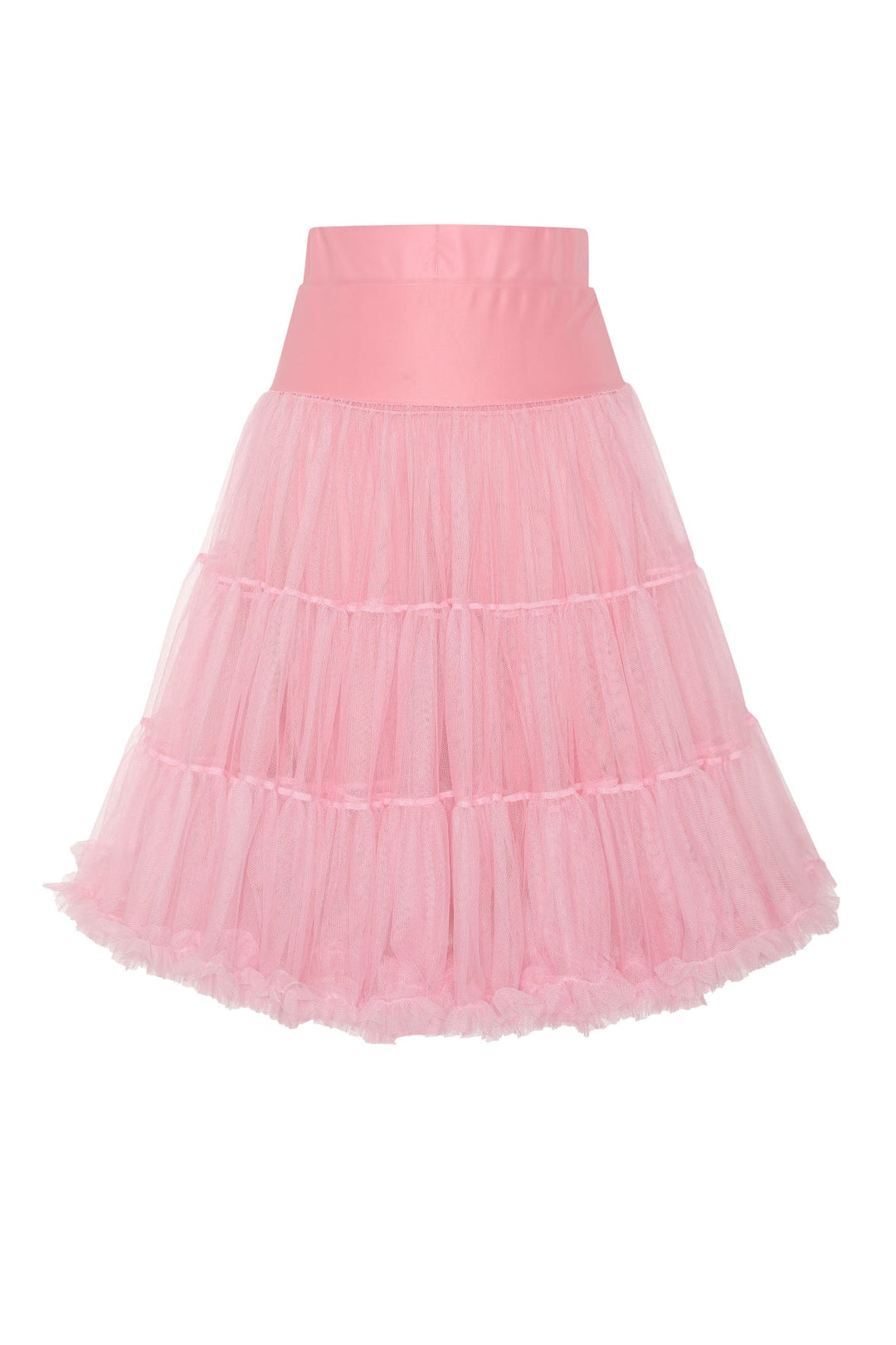 The front of Hattie Pastel Pink 3-Tier Net Petticoat, 25.5 Inches