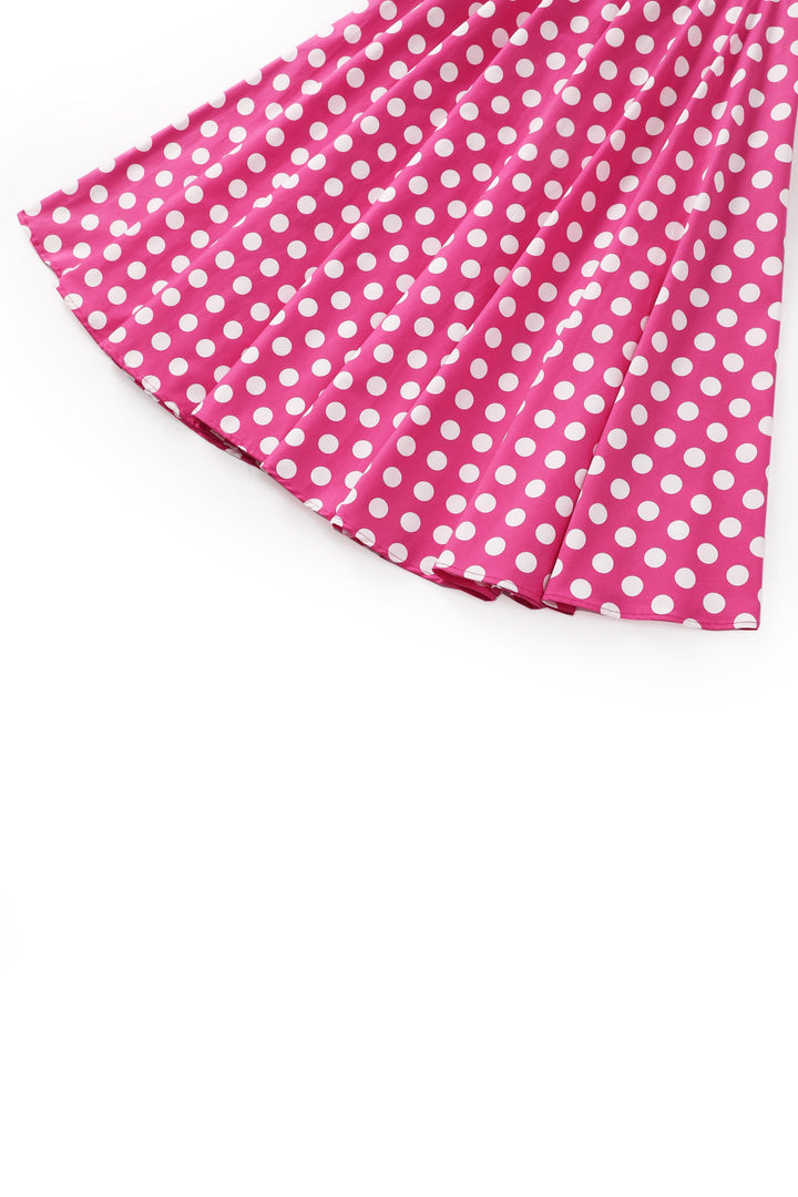 The hem of Maisie Hot Pink & White Polka Dot Skirt | Polka Dot Midi Skirt AU