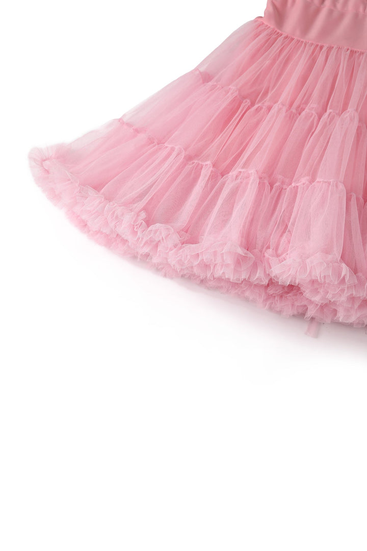 The petticoat skirt of Hattie Pastel Pink 3-Tier Net Petticoat, 25.5 Inches