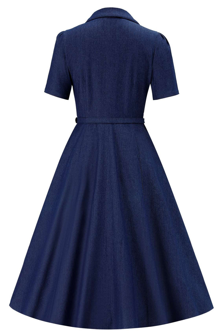 Back view of Mabel Denim Shirt Dress