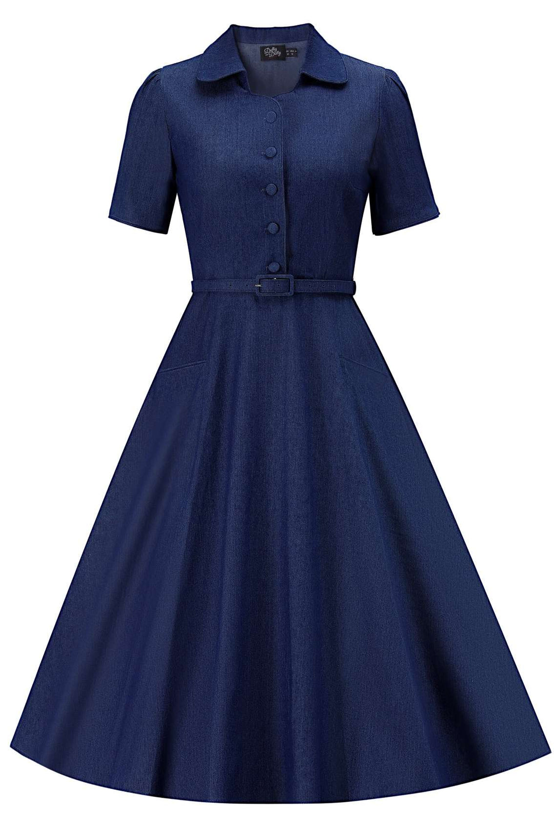 Front view of Mabel Denim Shirt Dress