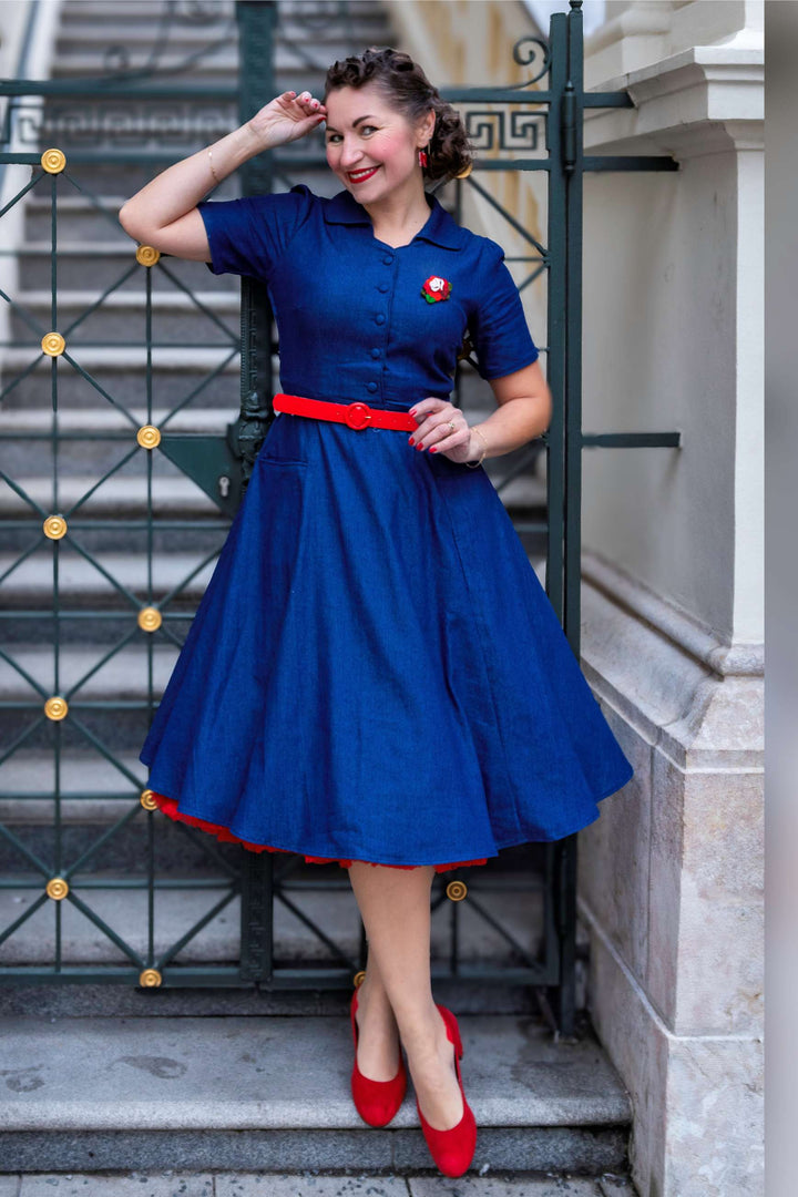 Model in Mabel Denim Shirt Dress