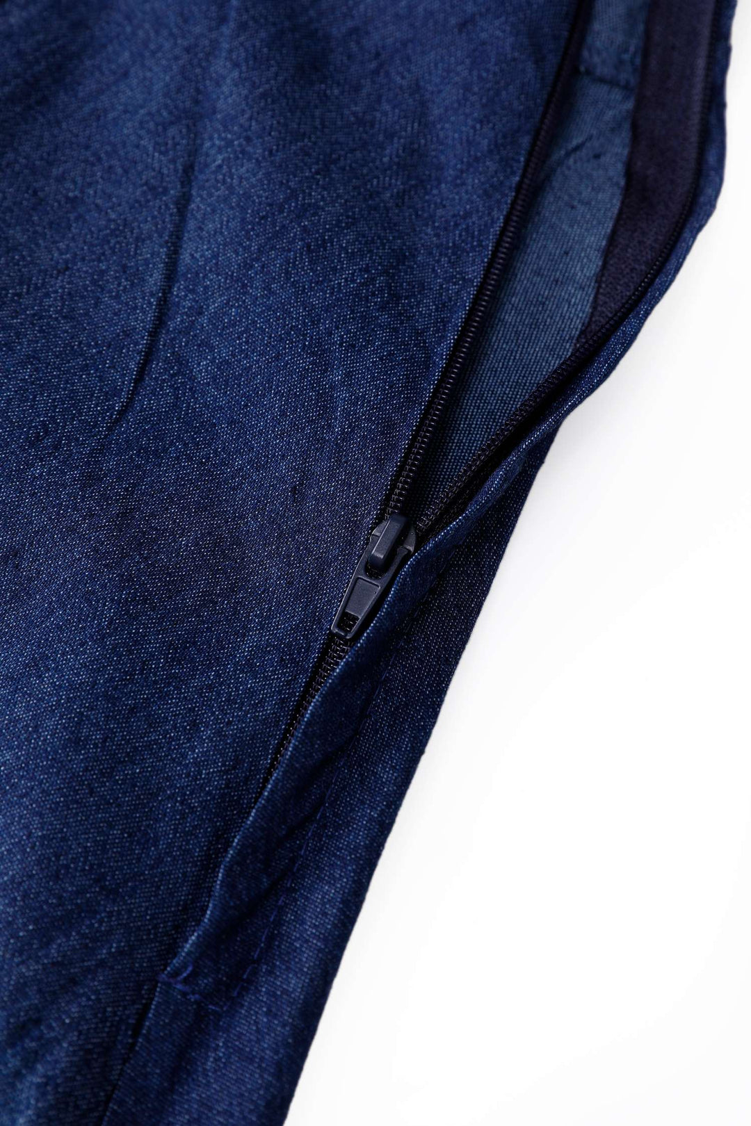Zipper detail of Mabel Denim Shirt Dress