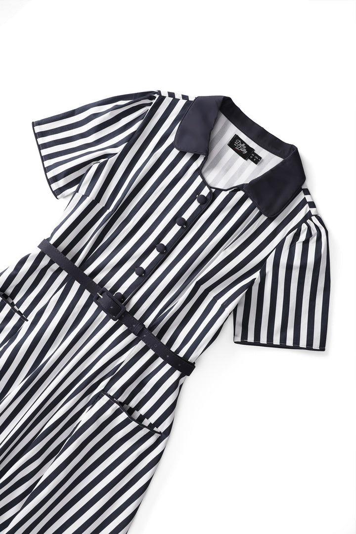Close up view of Mabel Bengal Stripe Dress | Striped Shirt Dress AU
