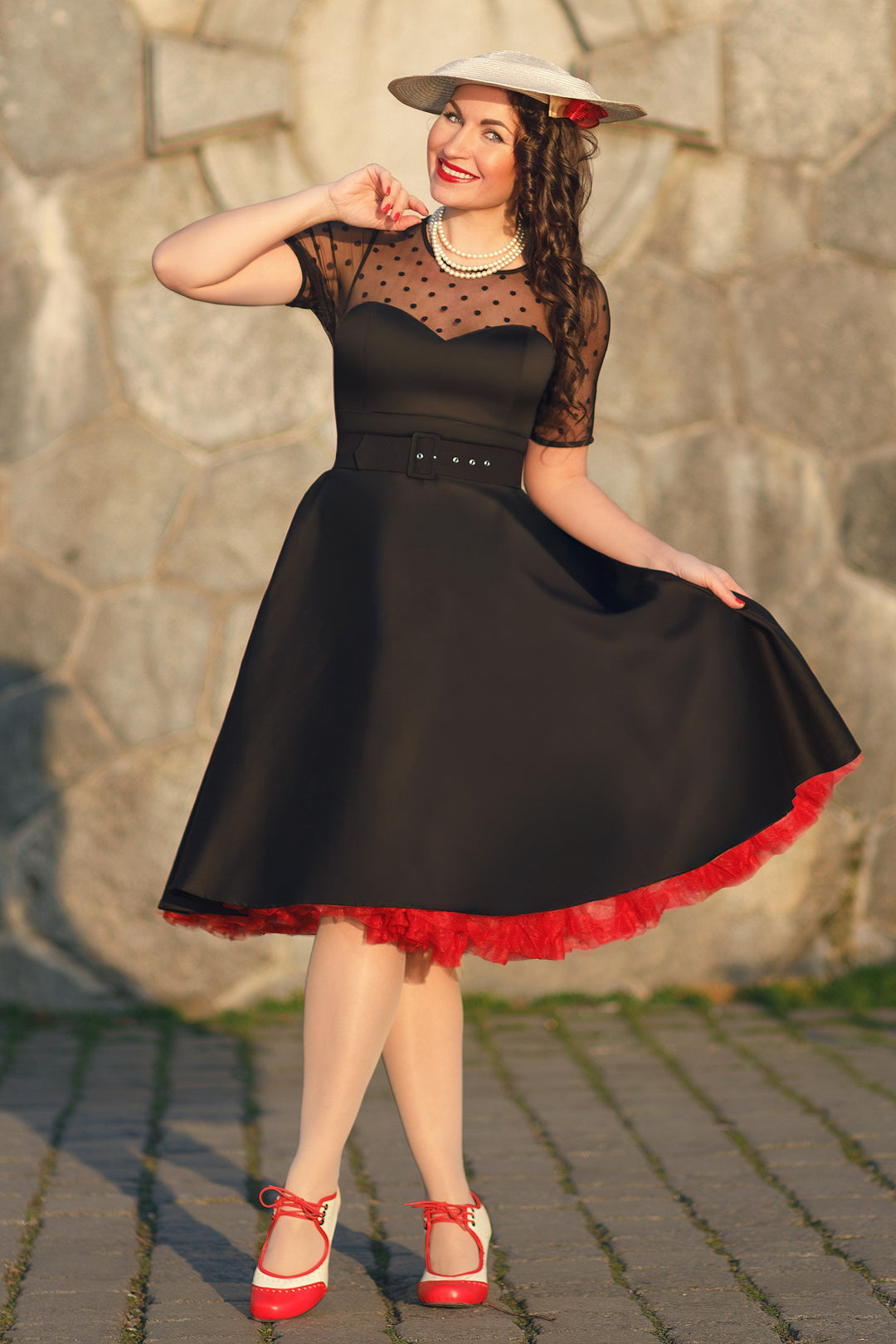 Model in An Elizabeth Black Dress | Vintage Occasion Dress AU