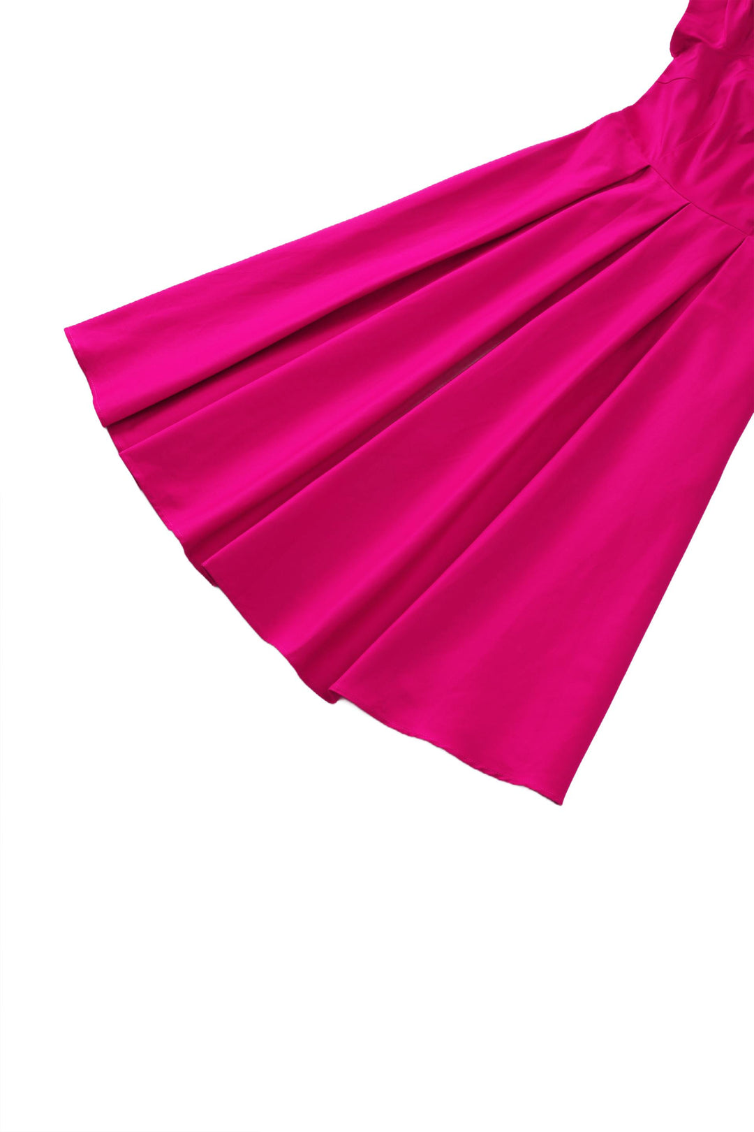 Close up to the skirt of Lily Hot Pink Bardot Midi Dress