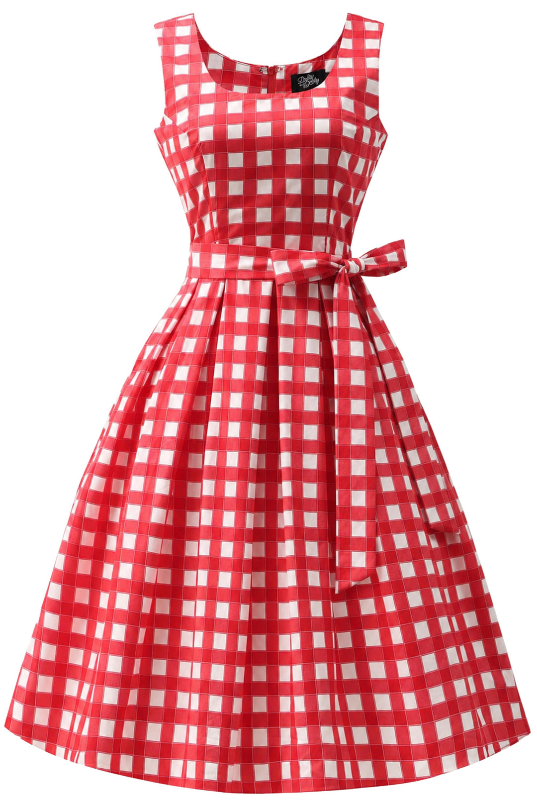 The front of Amanda Red Gingham Swing Dress