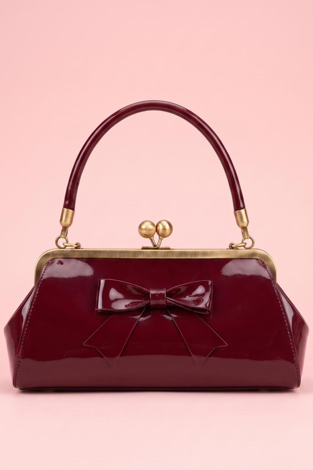 Front view image of PU Burgundy Clutch Bag | Vintage Style