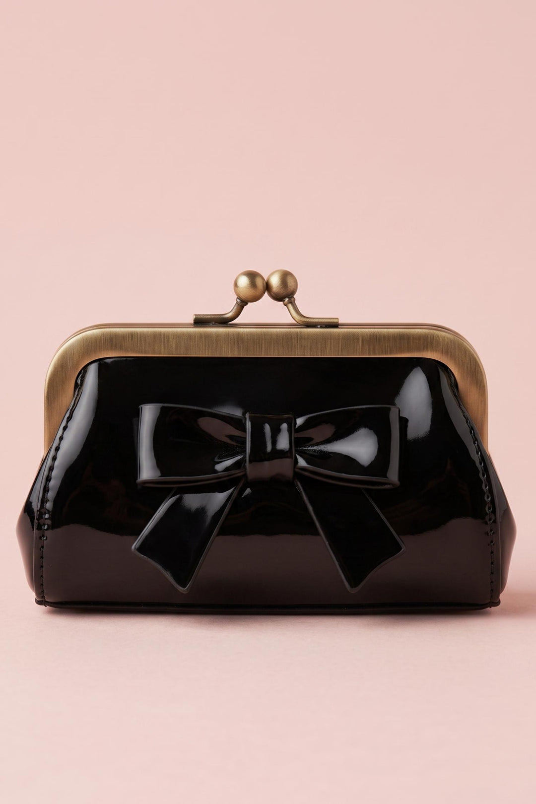 Front view image of Classic Black Kiss-Lock Purse
