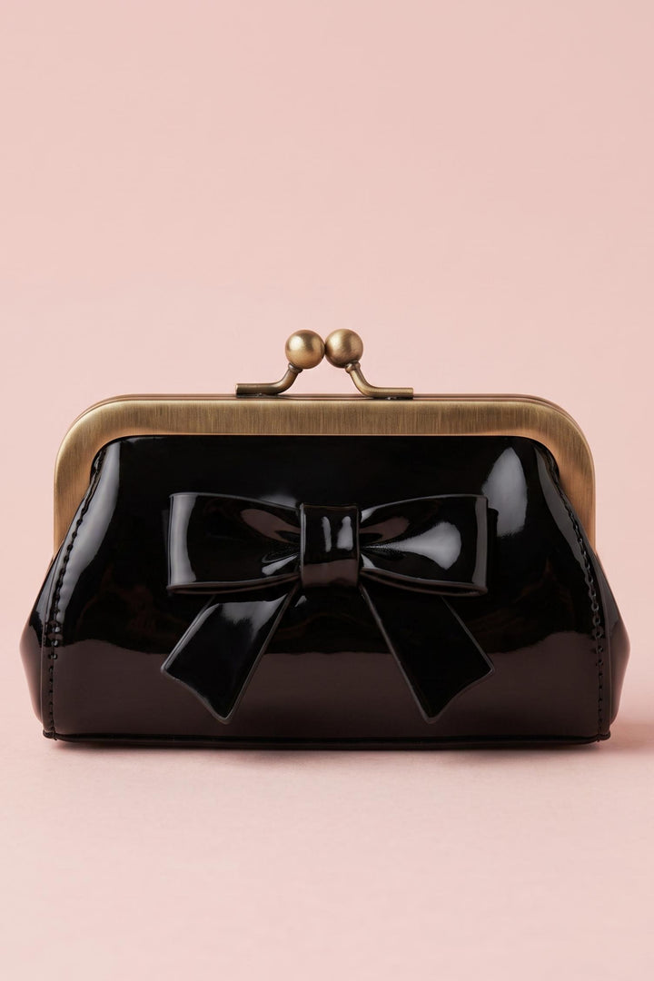 Front view image of Classic Black Kiss-Lock Purse
