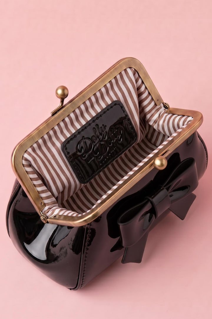 Inside view image of Classic Black Kiss-Lock Purse