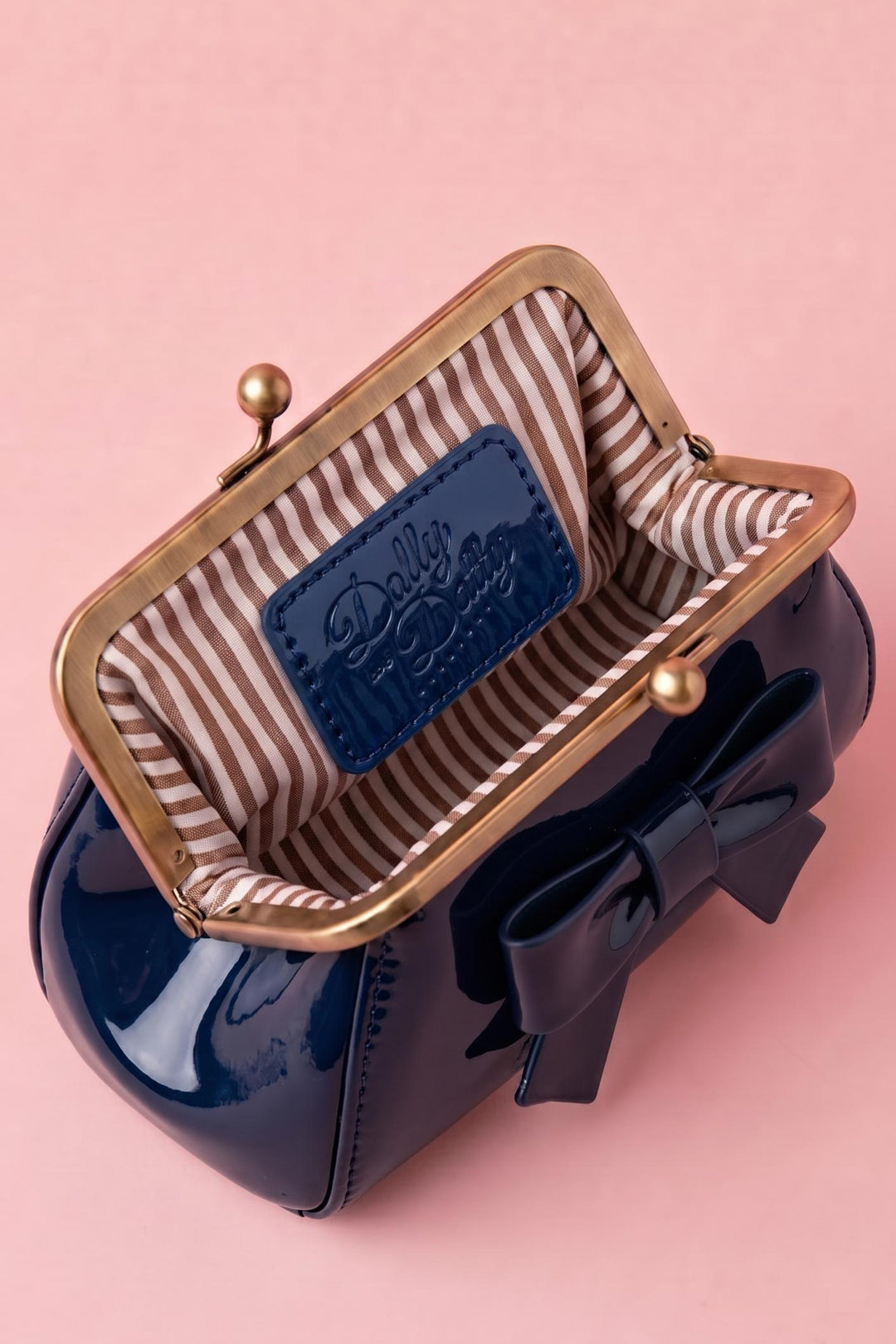 Side view image of Kiss-Lock Coin Purse | Dark Blue Classic Pouch