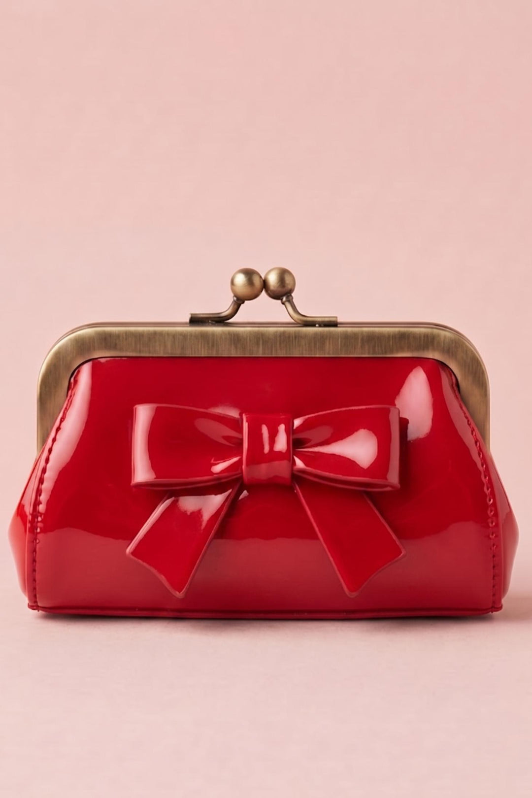 Front view image of 50s Style Kiss-Lock Purse in Red