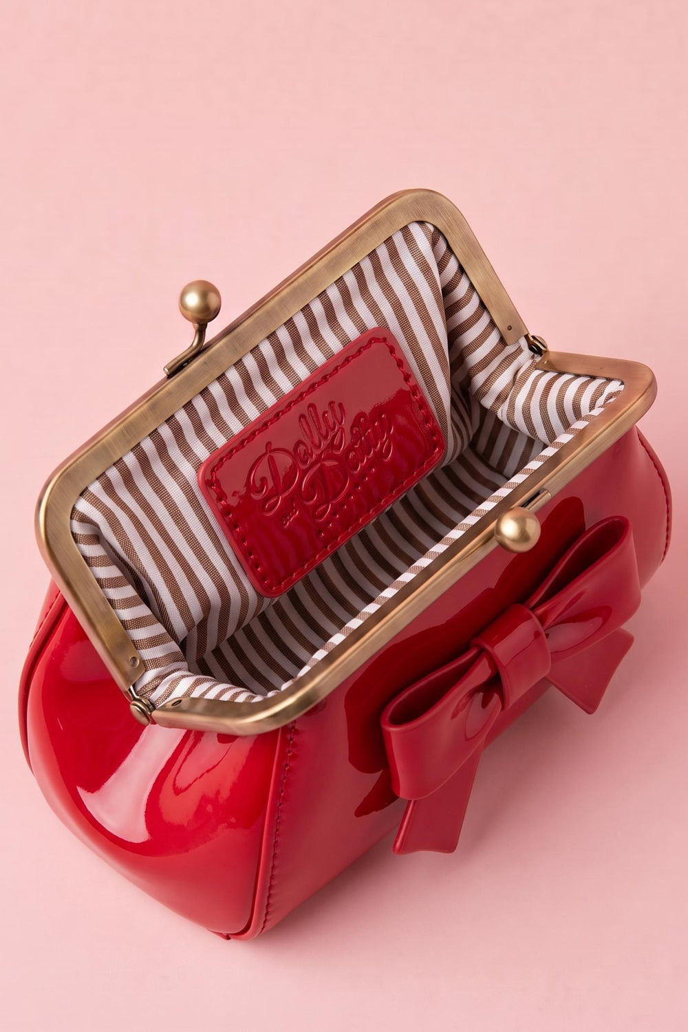 Inside view image of 50s Style Kiss-Lock Purse in Red