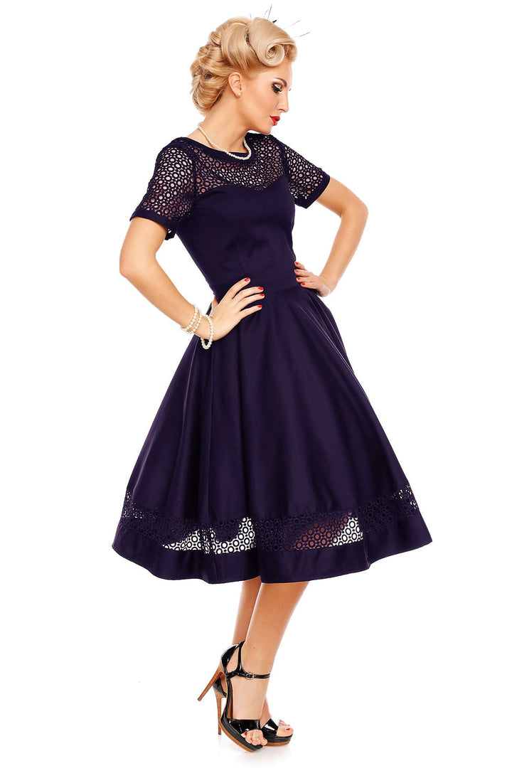 Tess Crochet Lace Formal Dress In Navy Blue