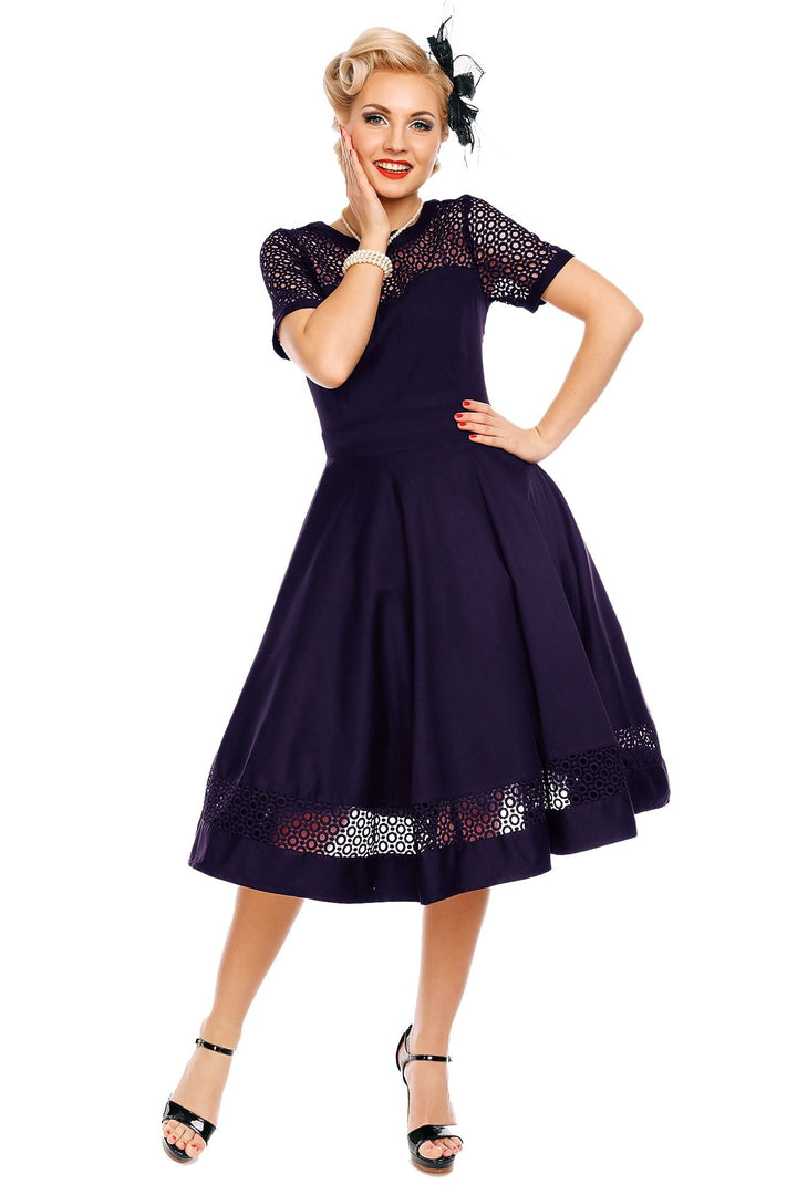 Tess Crochet Lace Formal Dress In Navy Blue