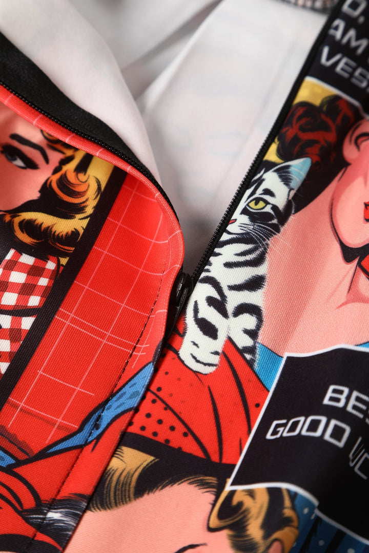 Zipper of Amanda Cat Lovers in Comic Books Dress | Novelty Print Dress