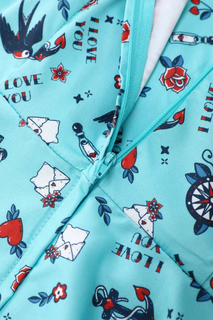 Zipper of Daisy Vintage Nautical Tattoo Halterneck Dress