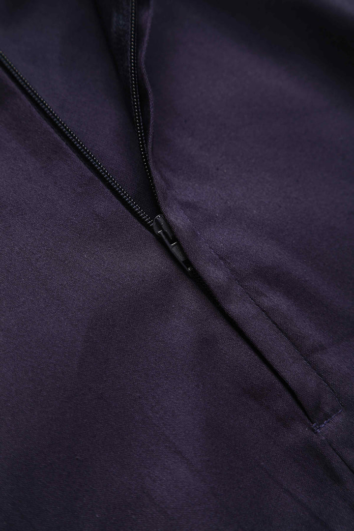 Zipper of Darlene Navy Roll Collar Dress