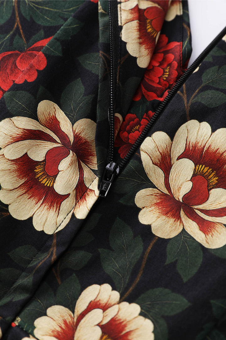 Zipper of Lily Bardot Midi Dress in Snake & Rose Print