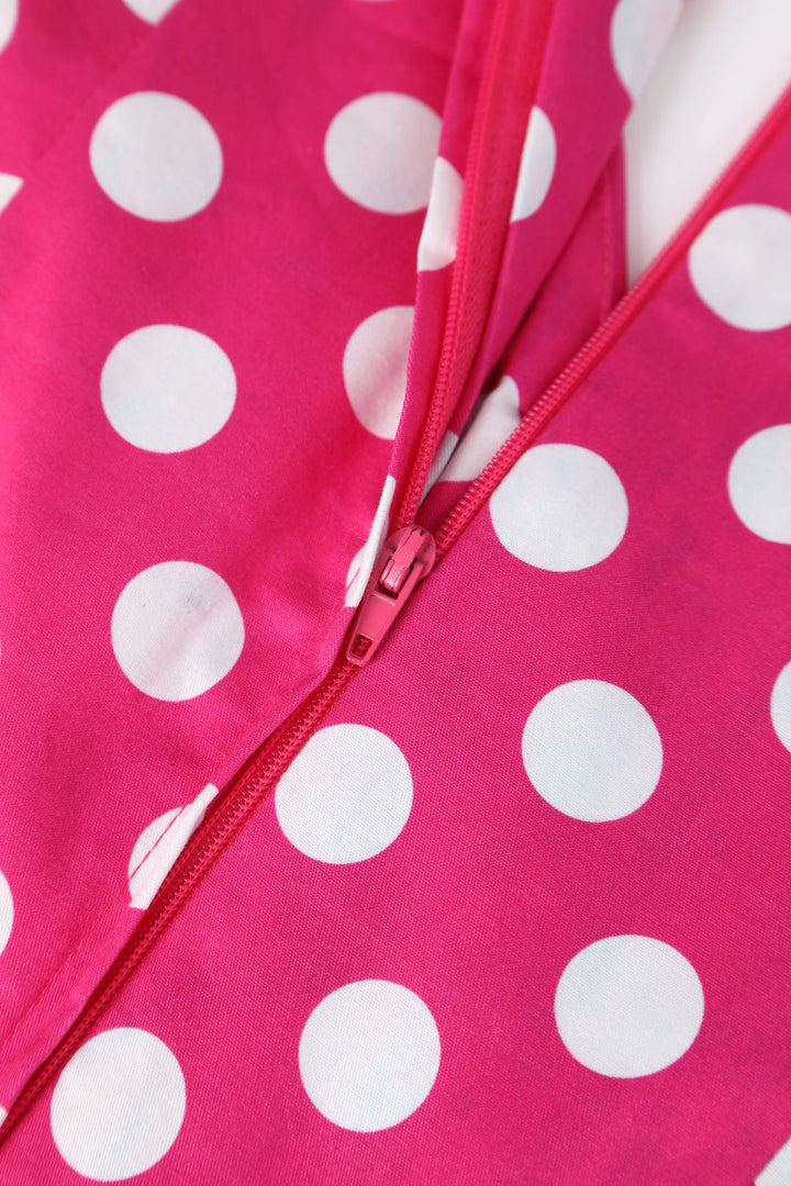 Zipper of Lily Hot Pink & White Polka Dot Dress | Retro Dress
