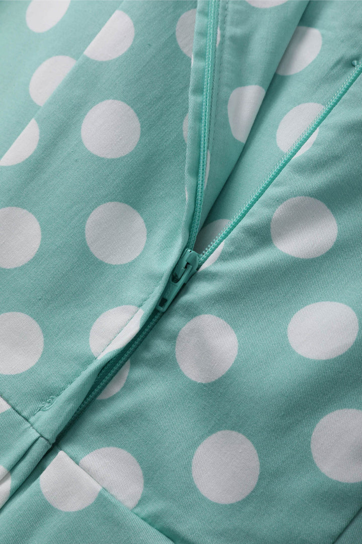 Zipper of Lily Sage Green & White Polka Dot Dress | 50s Style Dress