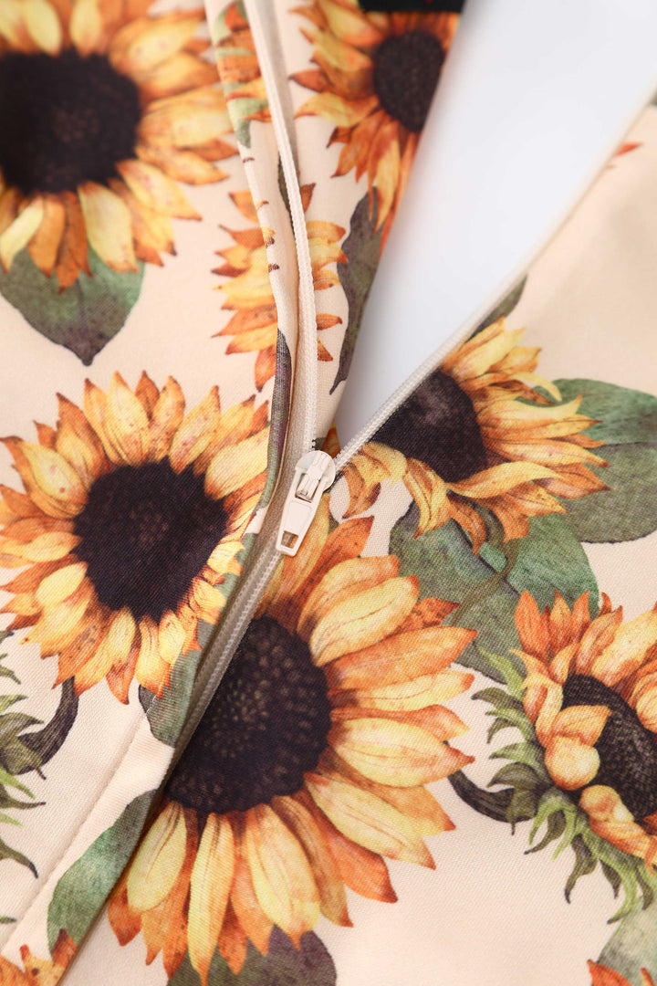 Zipper of Lily Sunflower Dress | Vintage Floral Dress