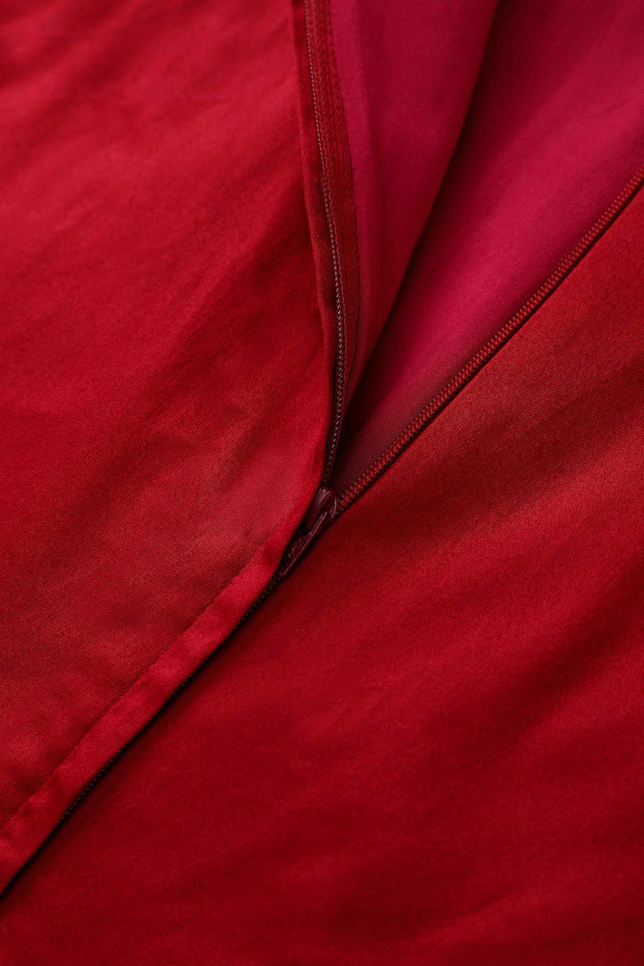 Zipper of Lovely Model in Susan Dark Red Dress | Vintage Party Dress
