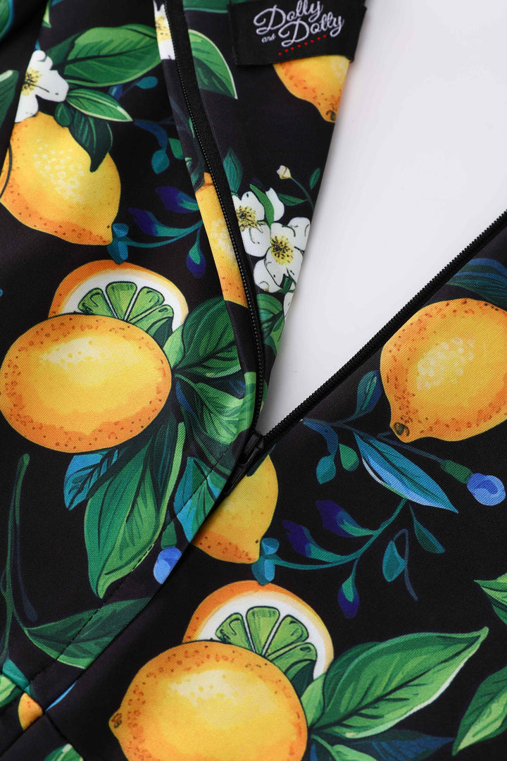 Zipper of Scarlette Lemons on Dark Blue Dress