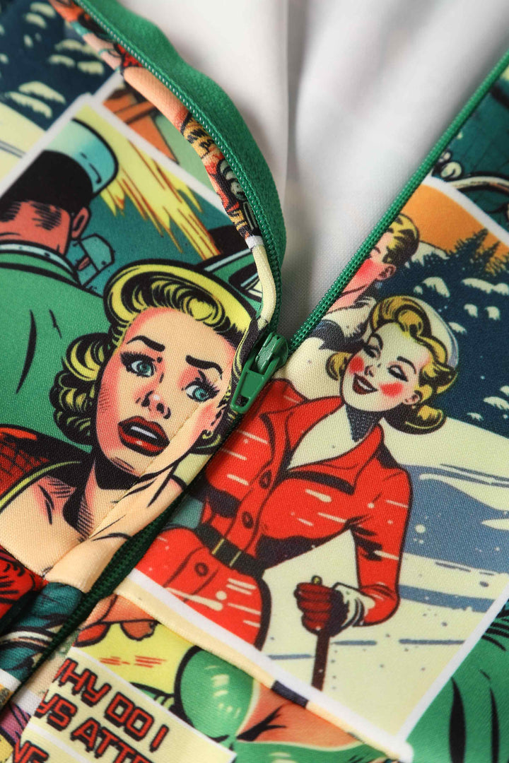 Zipper  of Vintage Comic Books Dress | Novelty Print Dress