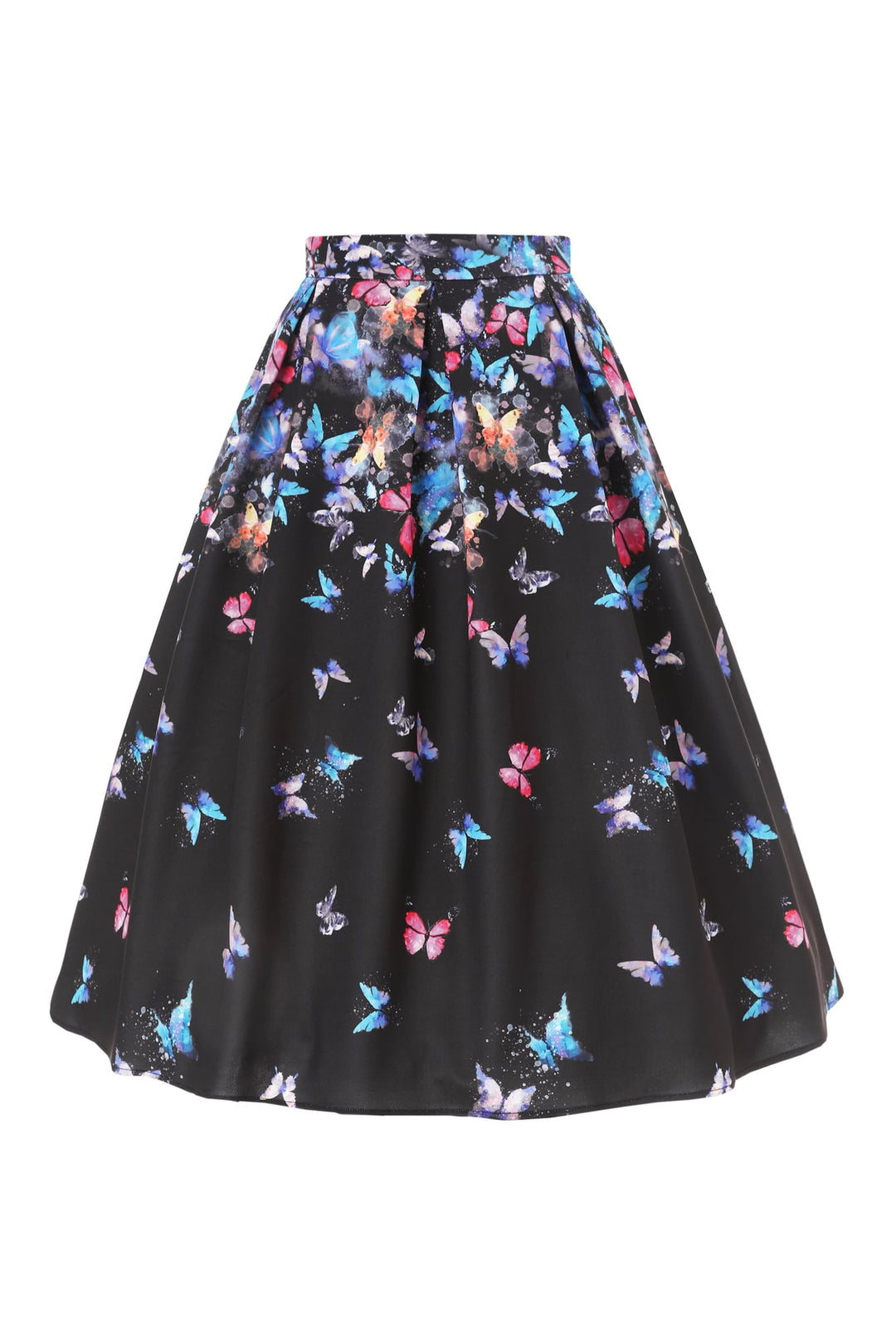 Aisley Black Butterflies Flared Skirt
