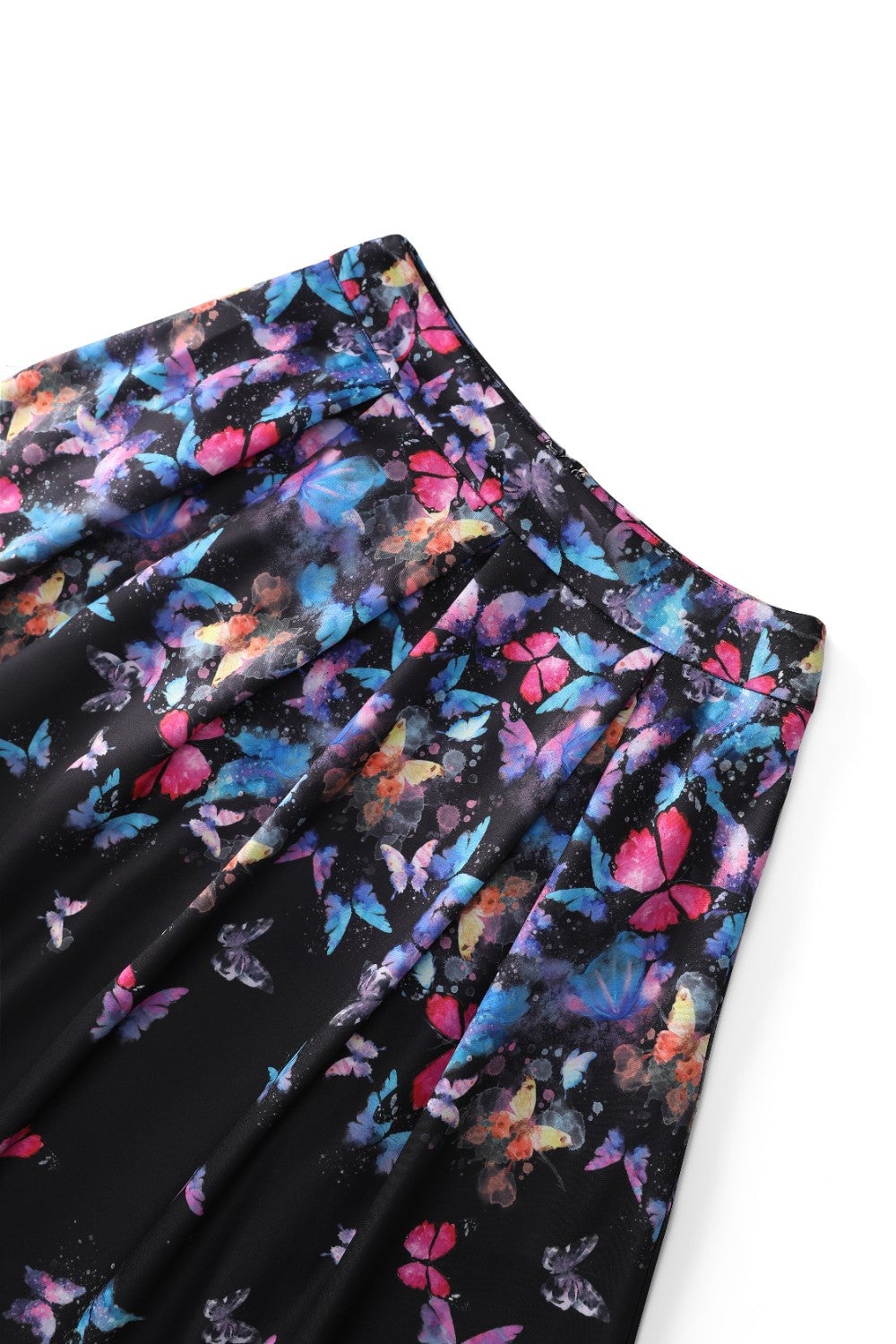 Aisley Black Butterflies Flared Skirt