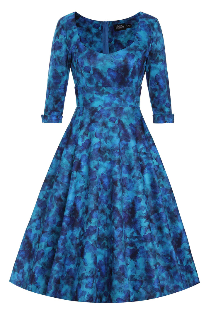 The front of Scarlette Blue Watercolour Floral Midi Dress