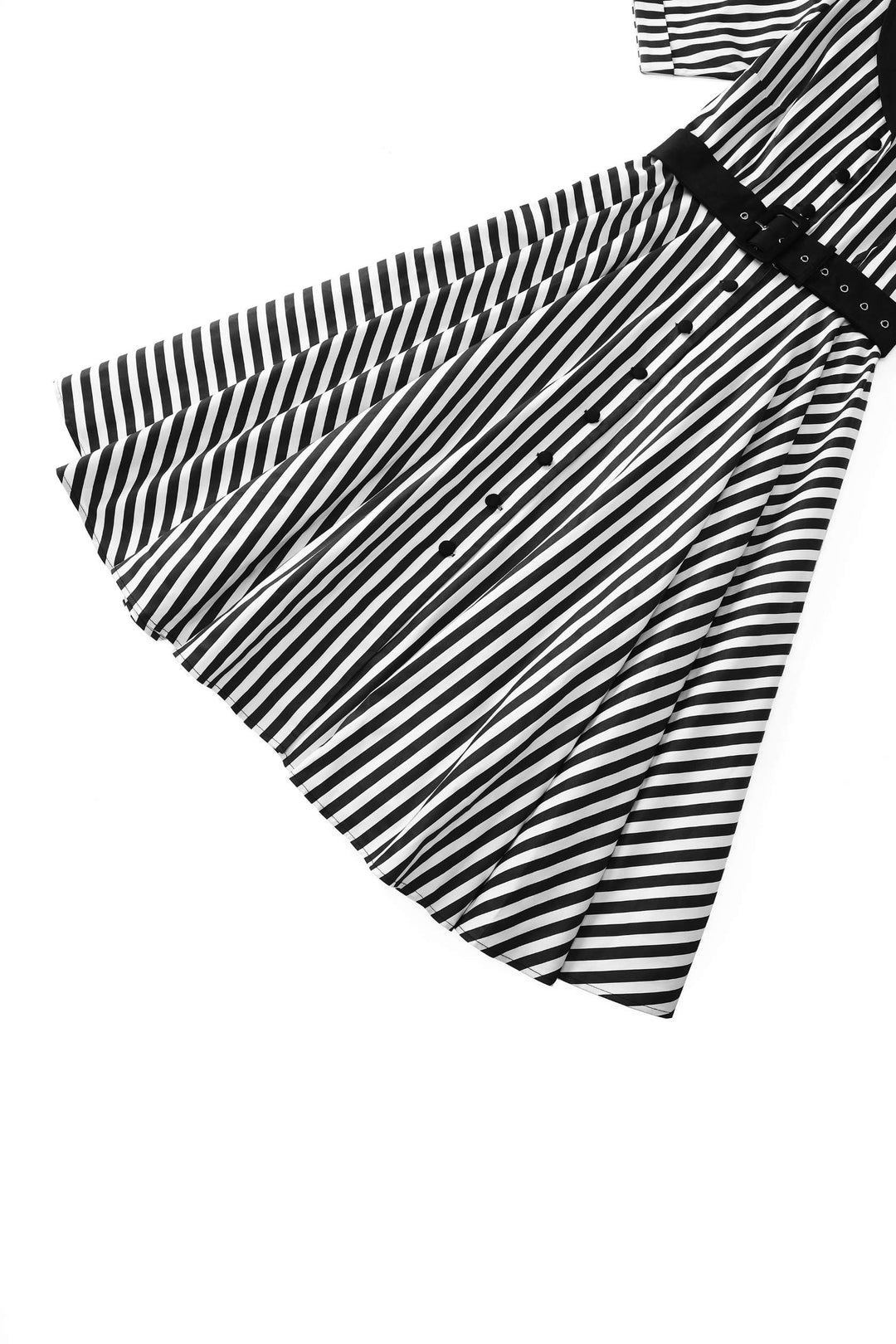 close up view of Mollie Black Stripes on White Dress | Striped Shirt Dress AU