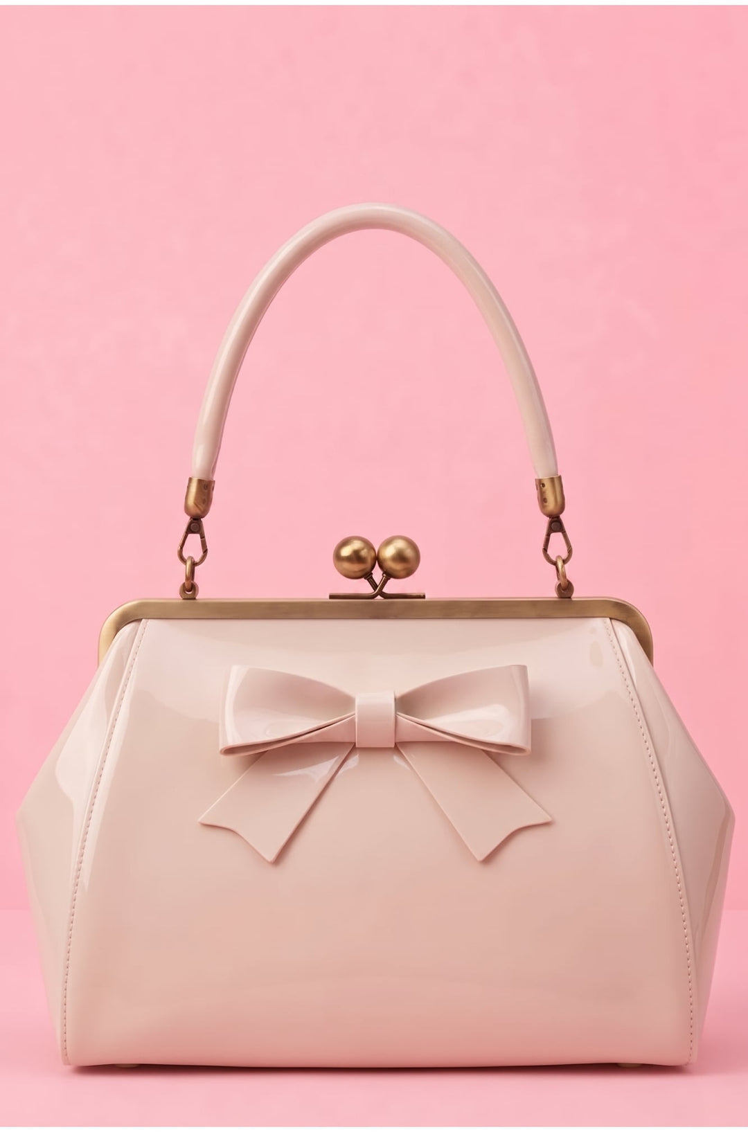 Front view image of Ivory Bridal Kiss Lock Handbag