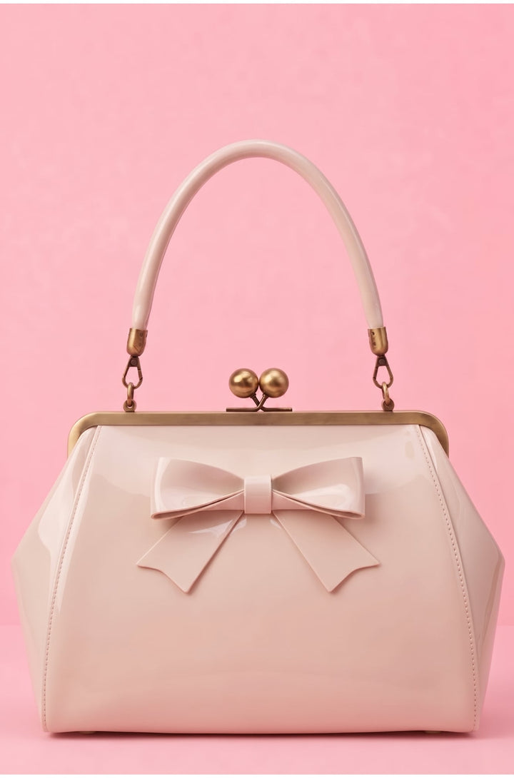 Front view image of Ivory Bridal Kiss Lock Handbag