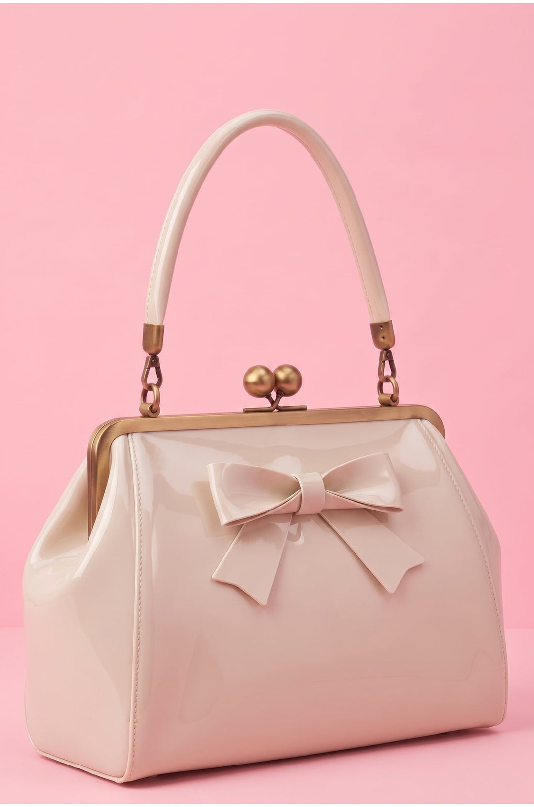 Side view image of Ivory Bridal Kiss Lock Handbag