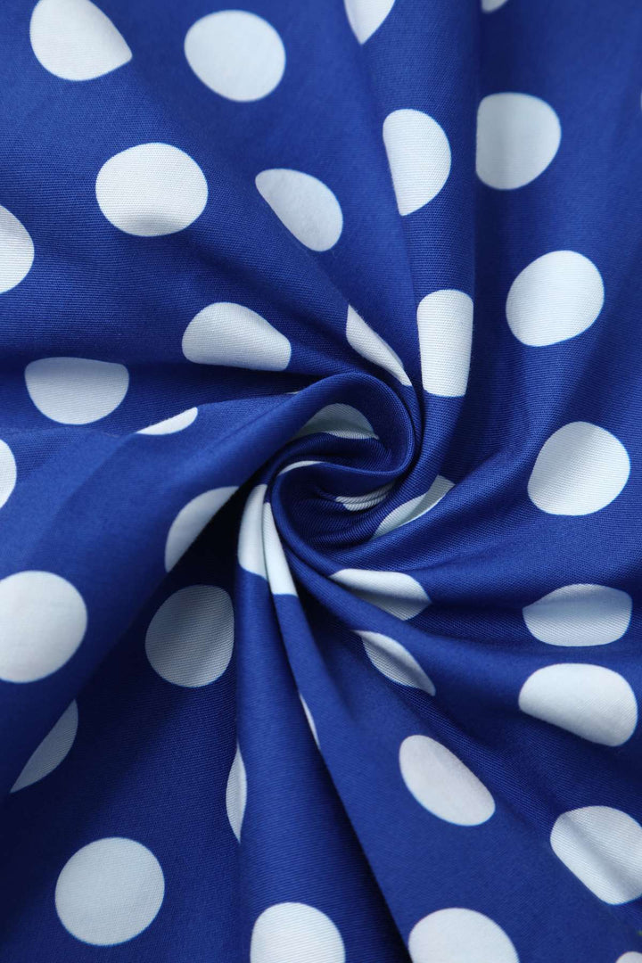 Fabric of Daisy Dark Blue & White Polka Dot Dress | 50s Style Dress