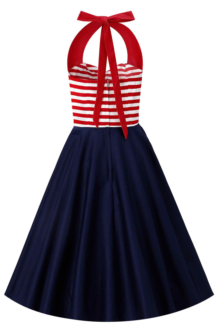 Daisy Nautical Halterneck Dress With Anchor Embroidery