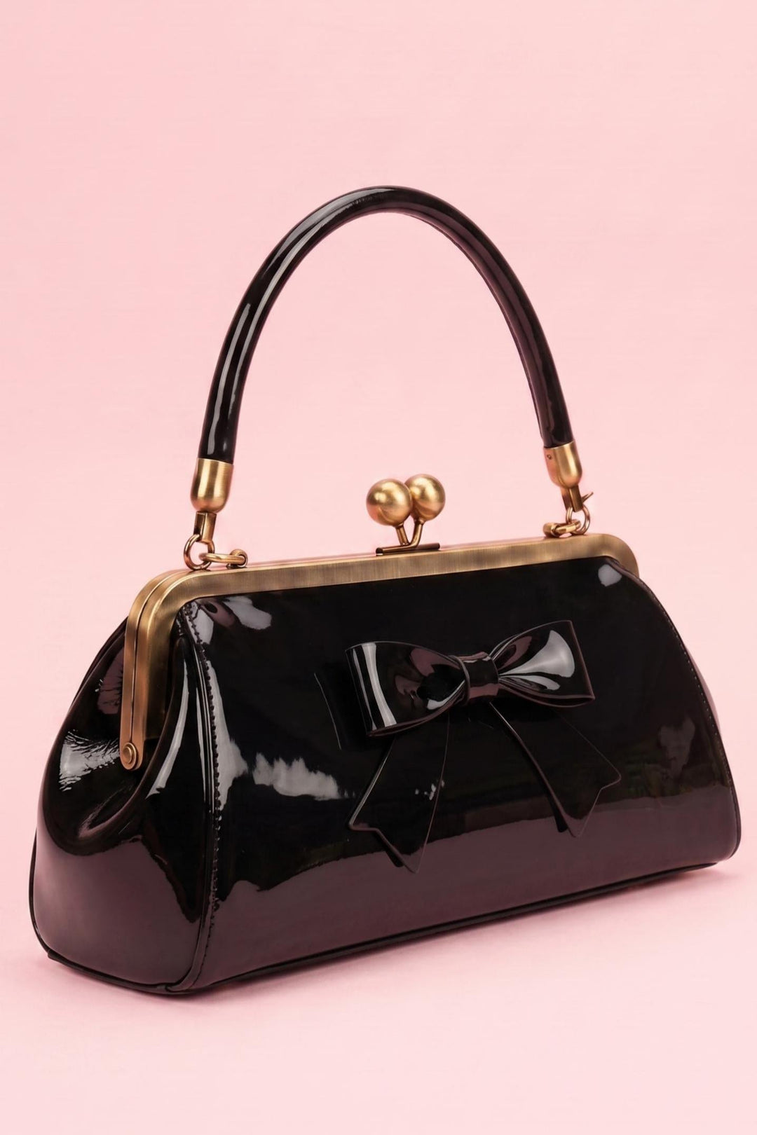 Elise Vintage Kiss-lock Bow Evening Handbag in Black